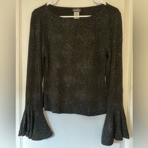 MSK Shimmering Black Glitter Knit Top